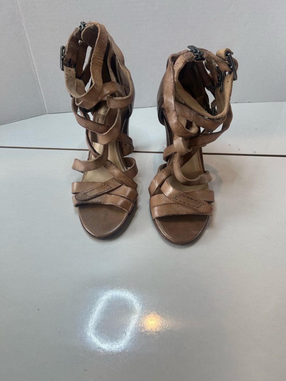 Frye Mika  Strappy Leather Sandals High Heel Size 7